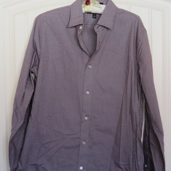 nwot Banana Republic Men's Brown/White Check Shirt Medium (K395) - Picture 1 of 4